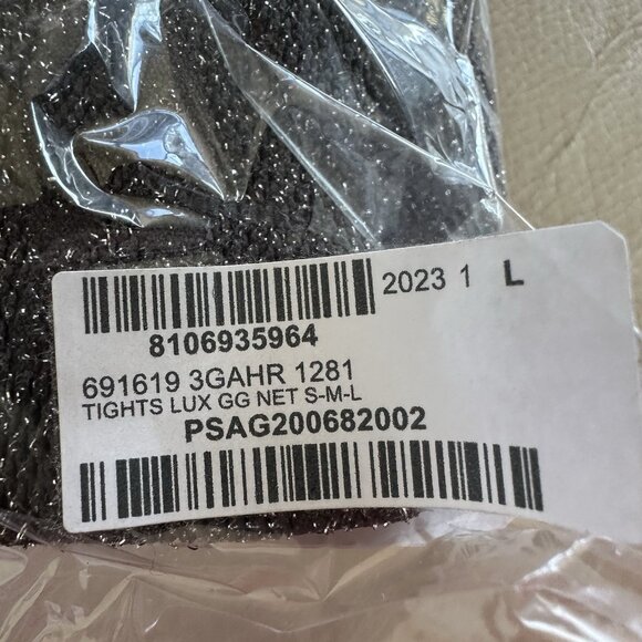 NWT Gucci Knit GG Logo Net Tights in Grey Graphite Shimmer Sz L - Picture 7 of 8